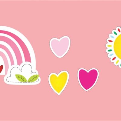 Thẻ cắm giấy mặt trời cầu vồng xanh - hồng